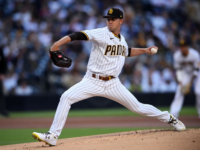May 9, 2022; San Diego, California, USA; San Diego Padres starting pitcher MacKenzie Gore (1) throws a pitch against the Chicago Cubs during the first inning at Petco Park.
